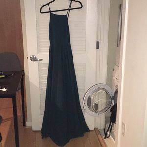 Open back forest green maxi dress